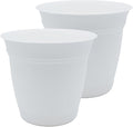 The HC Companies 10 Inch Eclipse Round Planter Pots with Drainage Holes & Attached Saucer, Lightweight UV-Resistant Plastic Indoor & Outdoor Planters, 2-Pack Flower Pots for Garden & Home Decor, White