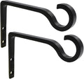 Hanging Plant Bracket 6inch Metal Plant Hook Shepherds Hook Decorative Wall Plant Hanger for Hanging Lanterns, Bird Feeder, Flower Basket, Home Decor Indoor & Outdoor 2 Pack (Black)