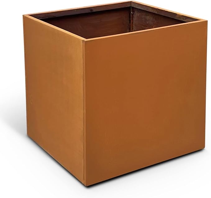 Corten Steel Planter Box Outdoor Planter Metal Square 20 Inch Large Steel Flower Pot Rustic Cube Patina Tall Plant for Commercial Residential Patio Yard Garden