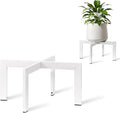 IZIDDO Plant Stand Indoor Outdoor,Metal Mid-Century Pot Stand,Modern Plant Holder Rattan Flower Plant Stool,Low Short Plant Stands for Indoor Fit 5-12 Inch Pot,White(Pot & Plant Not Included)