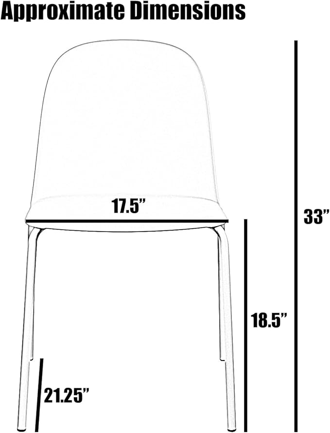 2xhome Modern Stackable Armless Dining Chair, Plastic Shell Seat with Metal Legs for Indoor Outdoor Home Kitchen Patio Cafe, Black