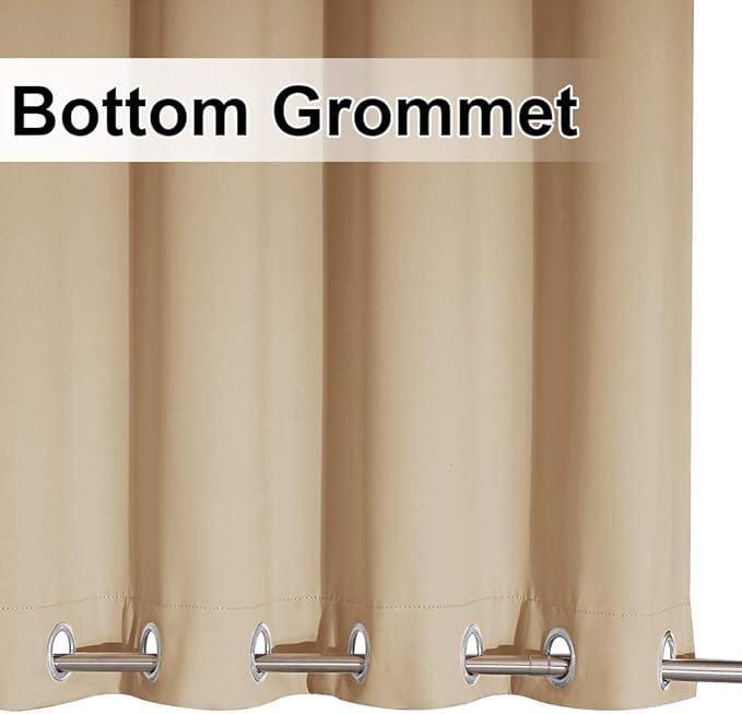 NICETOWN Outdoor Curtain for Patio Waterproof & Windproof, Thermal Insulated Top and Bottom Fixed Rustproof Grommets Light Block Outdoor Drape for Pergola, Biscotti Beige, 1 Panel, W84 x L95