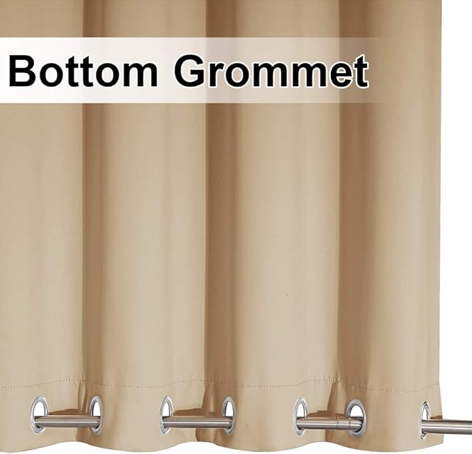 NICETOWN Outdoor Curtain for Patio Waterproof, Sunlight Block Rustproof Grommet Top and Bottom Windbreak, Thick Enough to Keep Sun/Rain Out for Deck, Biscotti Beige, W52 x L120, 1 Piece