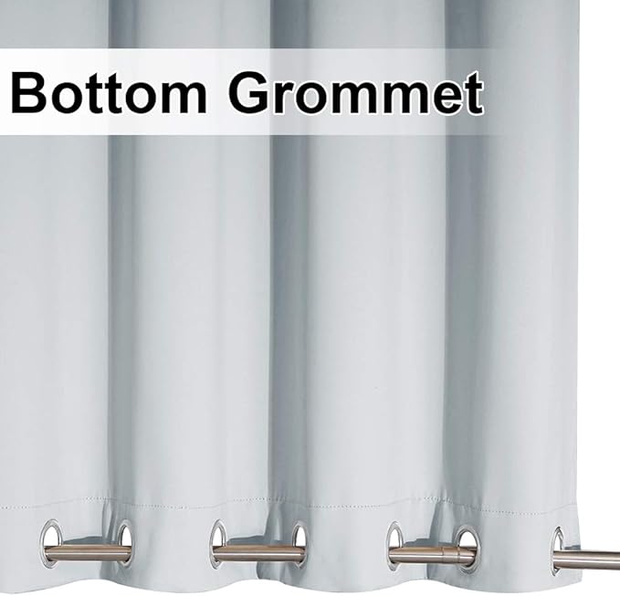NICETOWN Patio Curtain Outdoor Waterproof W100 x L108, Rustproof Top & Bottom Grommet Room Darkening Windproof Outdoor Living Divider Privacy Thermal Insulated Blinds for Pool, Greyish White, 1 Piece