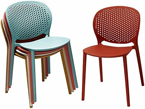 2xhome Set of 2 Patio Dining Chairs | Modern Stackable Outdoor Pool Side Chair | Weather Resistant Plastic for Yard, Porch, Balcony, Kitchen, Teal