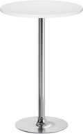 Flamaker Round Bistro Pub Table Modern Style Metal Base MDF Top Cocktail Bar Table Counter Bar Height for Pub, Dining Room, Party (1, White-Silver)