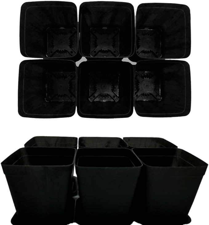 OJYUDD 24 Pack 3 Inch Black Nursery Pot Flower Pots Square Plastic Plant Pot Plastic Starter Pots with Saucer Basket Indoor Outdoor for Your Room,Garden Office and Balcony Decor