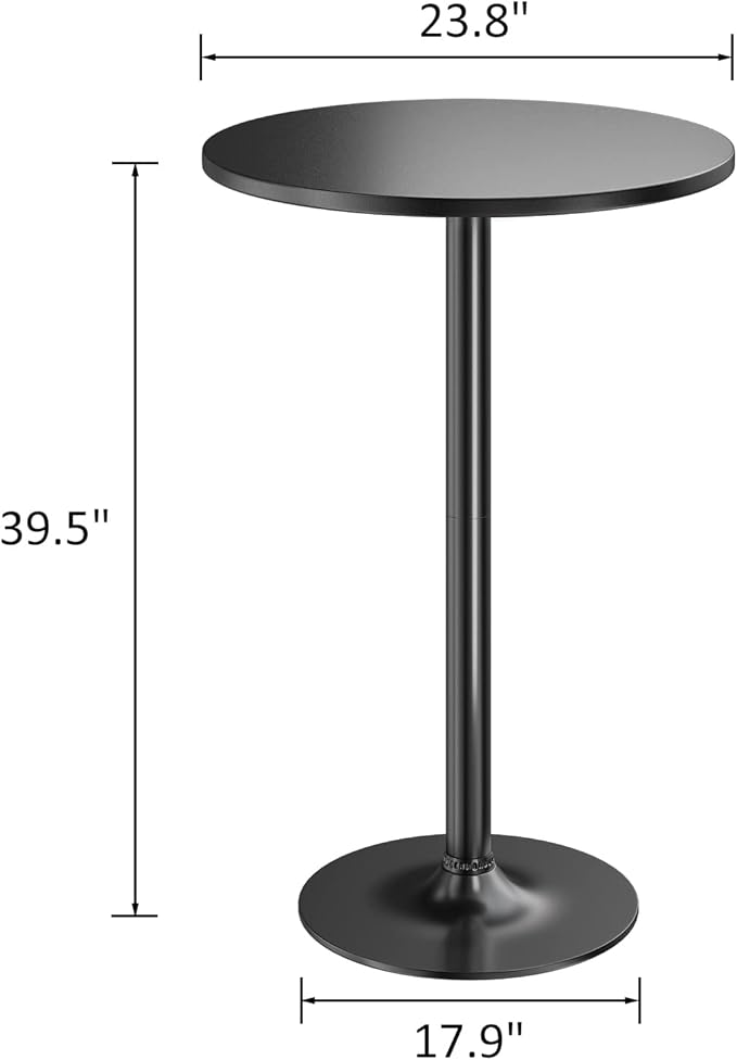 Furmax Bistro Pub Table Round Bar Height Cocktail Table for Home Bar, Small Round Bar Tables for Party, Dining Room, Living Room and Wedding, Metal Base MDF Top Obsidian, 40.6 Inch Height (1, Black-1)