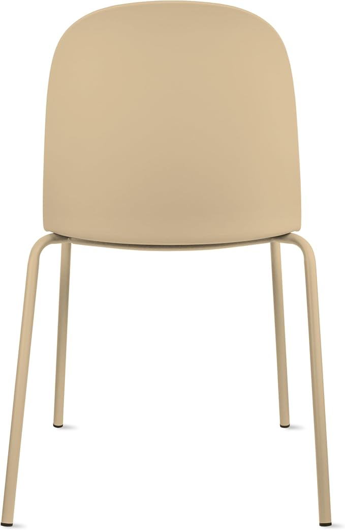2xhome Set of 2 Modern Stackable Armless Dining Chairs | Plastic Shell Seat with Metal Legs | Indoor or Outdoor Use | Home Kitchen Patio, Beige