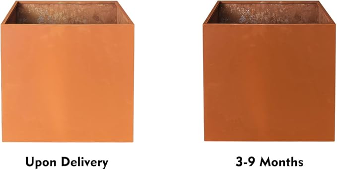 Corten Steel Planter Box Metal Square Planters 26 Inch Steel Large Outdoor Planter Tall Plant for Commercial Residential Patio and Backyard