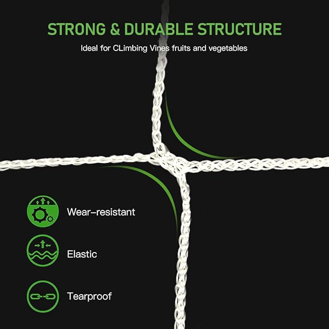 Trellis Netting, CANAGROW Heavy-Duty Garden Plant Trellis Netting for Climbing Plants, Outdoor Indoor Grow Net for Beans Tomatoes Peas Pumpkin Flowers, 6x15ft, 1 Pack