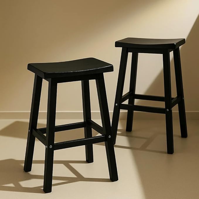 Bar Stools Outdoor Set of 4, Waterproof Modern Durable Resin Saddle Seat,Counter Stool Sturdy Modern Stylish, All-Weather Barstools for Patio, Balcony, or Kitchen Counter(24'')