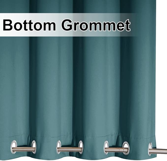 NICETOWN 2 Panels Outdoor Curtains for Patio Waterproof & Windproof, Thermal Insulated Rustproof Top and Bottom Grommet Blackout Outdoor Curtain Drapes for Pergola, W52 by L95, Teal