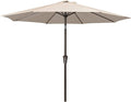 JEAREY 9FT Outdoor Patio Umbrella Market Umbrella with Push Button Tilt and Crank, Outdoor Table Umbrellas 8 Sturdy Ribs UV Protection Waterproof for Garden, Deck, Backyard, Pool (Cream Beige)