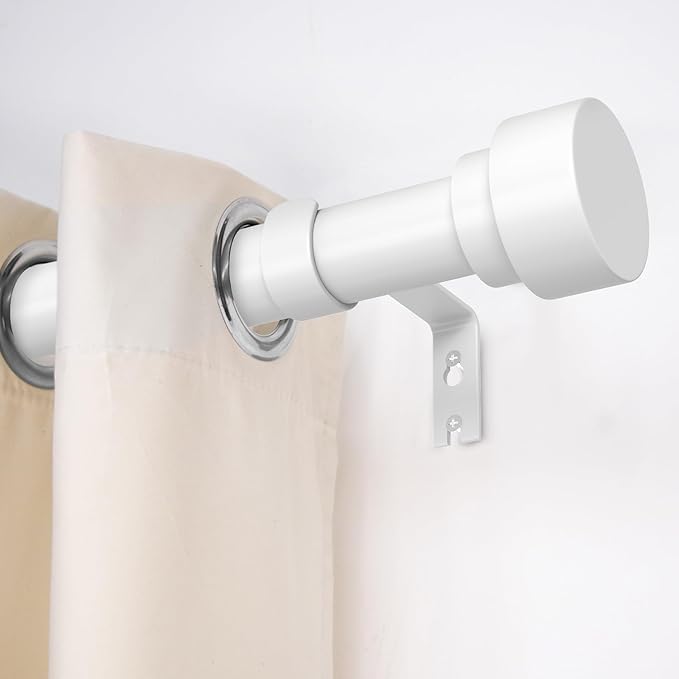 Curtain Rods for Windows 72 to 144, 1 Inch Adjustable White Extra Long Heavy Duty Curtain Rod for Patio Bedroom, Modern Style Indoor Outdoor Window Drapery Rods with End Caps, Size 32" - 150"