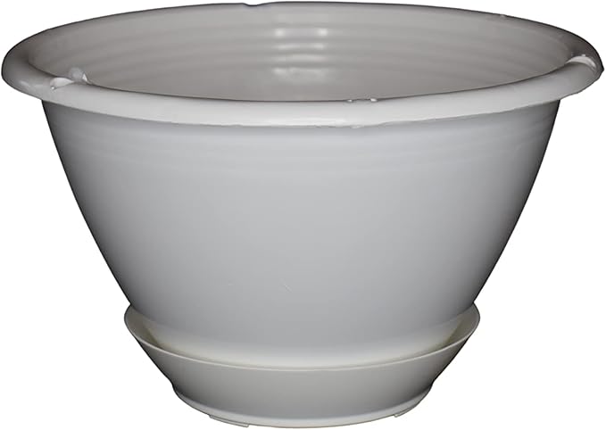 8" White Plastic Hanging Basket with Saucer by Koba (25)