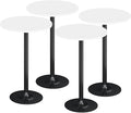 Flamaker Round Bistro Pub Table Modern Style Metal Base MDF Top Cocktail Bar Table Counter Bar Height for Pub, Dining Room, Party (4, White-Black)