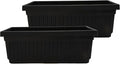 The HC Companies 30 Inch Venetian Window Planter Box with Drainage Plug, Lightweight UV-Resistant Plastic Indoor & Outdoor Planters, 2-Pack Flower Box for Garden & Home Decor, Black