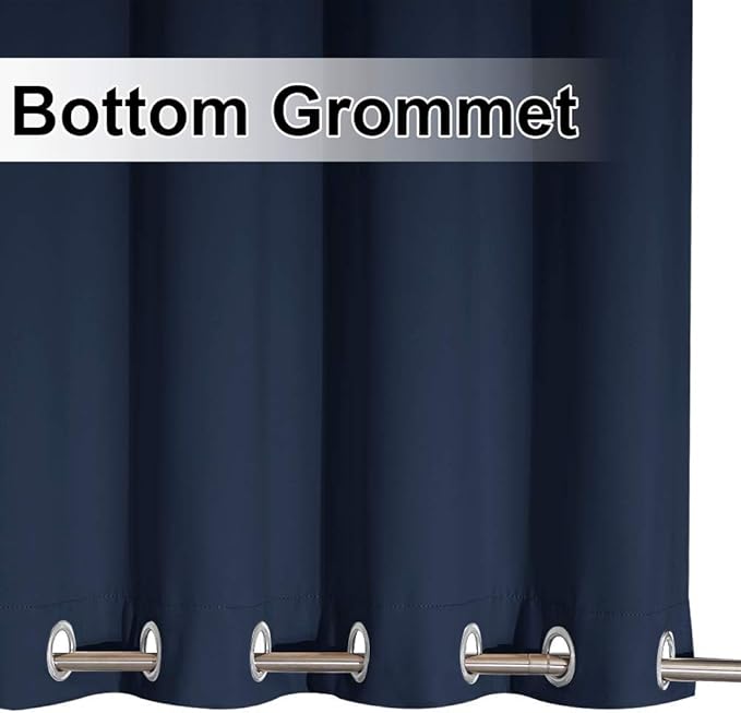 NICETOWN Outdoor Curtain for Patio Waterproof Extra Long 108", Windproof Thermal Insulated Top and Bottom Stainless Steel Grommets Blackout Outdoor Drape for Porch, Navy Blue, 1 Piece, 52" Wide