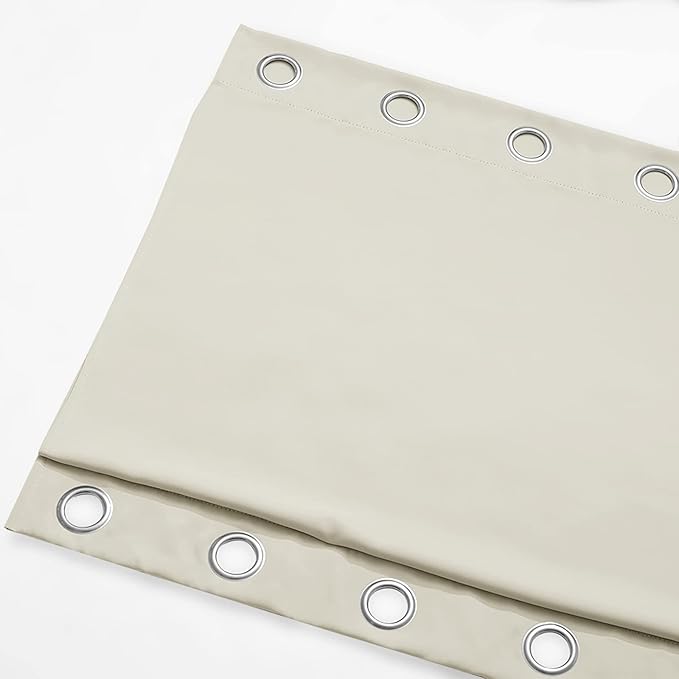 NICETOWN Outdoor Curtain for Patio Waterproof & Windproof, Thermal Insulated Top and Bottom Fixed Rustproof Grommets Light Block Outdoor Curtain Drape for Pool, Beige, 1 Panel, W52 by L95
