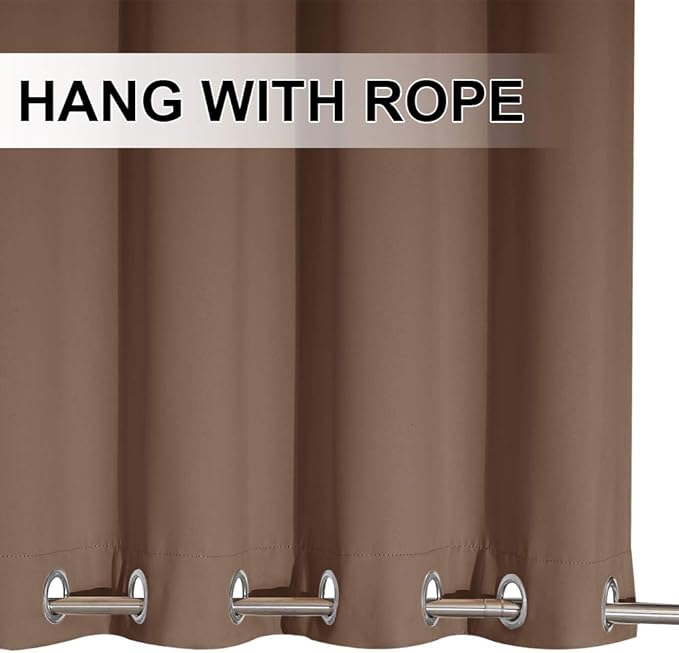 NICETOWN Outdoor Patio Curtain Windproof and Waterproof, Grommet Top & Bottom Wind-Break Thermal Insulated Blackout Extra Wide Weighted Blind for Gazebo/Front Porch, Tan, 1-Pack, W100 x L120