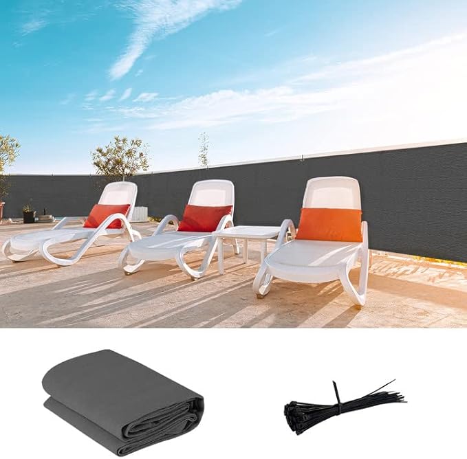 LOVE STORY Custom Size 3'x15' Dark Grey Balcony Privacy Screen,UV Block Privacy Fence Screen,90% Shield for Outdoor Pool Garden Apartment Railing