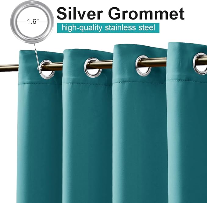 NICETOWN 2 Panels Peacock Teal Outdoor Curtains for Patio Waterproof, Rustproof Grommet Top & Bottom Thermal Insulated Keep Rain Out Blackout Weighted Wind Break Drapes for Pergola, W52 x L108