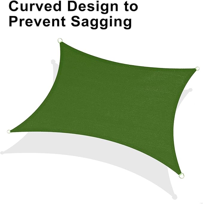 LOVE STORY Custom Size 5'x7' Piquant Green Sun Shade Sail Rectangle UV Block Canopy Patio Sail Sunshades Fabric for Outdoor Garden Carport (We Make Custom Size)
