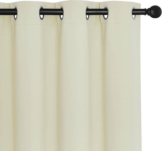 NICETOWN Blackout Sliding Glass Door Curtains, Room Darkening Thermal Insulated Curtains for Living Room Bedroom, Extra Wide Window Drapes, 1 Panel, W80 x L118, Beige