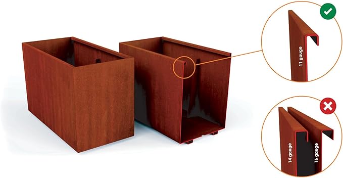 Plantercraft Large Round Planters for Outdoor Plants - 24 Inch Corten Steel Planter for Patio, Deck & Entryway | Heavy Duty Weathering Steel | Extra Large Outdoor Planters for Trees & Flowers