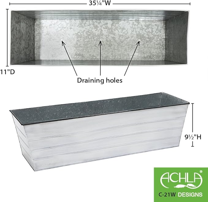Achla Designs C-21W Window Box, Large, White
