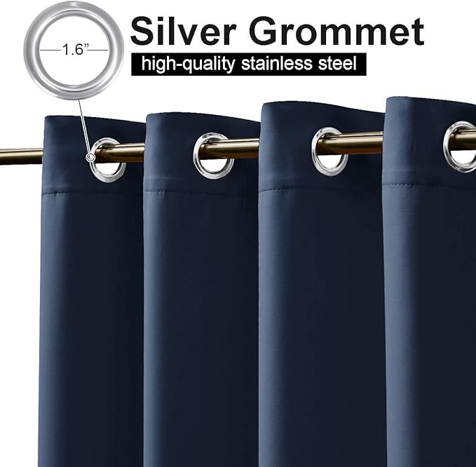 NICETOWN Waterproof Patio Outdoor Curtain and Drape, Thermal Insulated Top and Bottom Grommet Keep Sun & Rain Out Blackout Indoor Outdoor Divider for Gazebo, Navy Blue, 1 Panel, W100 by L95