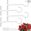 Plant Hooks for Hanging Plant Bracket 6inch Metal Plant Hanger Decorative Wall-Plant Wall Hanger for Hanging Lanterns, Bird Feeder, Flower Basket, Home Decor Indoor & Outdoor 4 Pack(White)