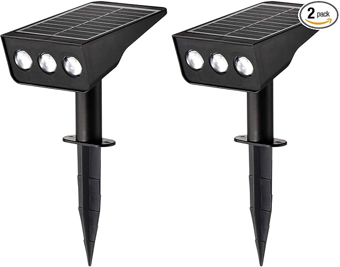 Solar Spot Lights Outdoor, 2 Pack Solar Landscape Spotlights 3 Lighting Modes IP65 Waterproof Adjustable Light House Lights Spot Light for Yard