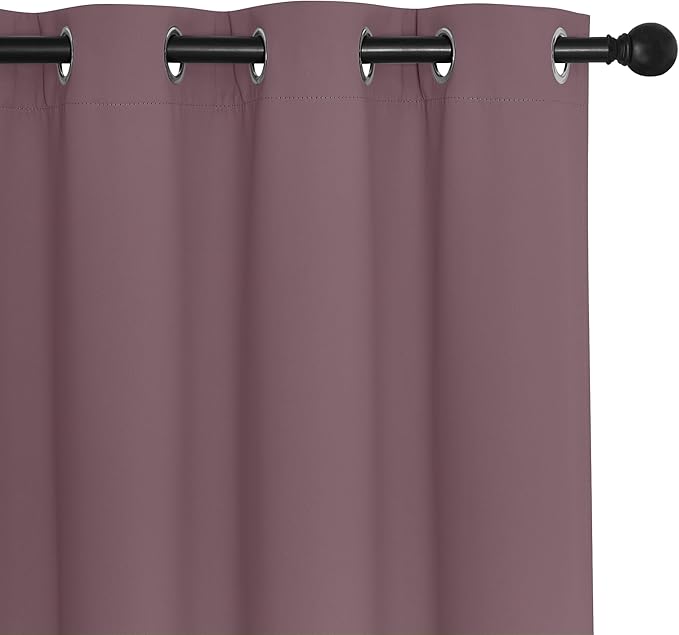 NICETOWN Room Darkening Short Curtain 54 inches Long for Living Room, Grommet Sound Reducing Thermal Insulated Curtains for Bedroom Nursery Window, 46W x 54L, 1 Piece, Dry Rose