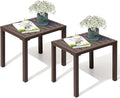 Crestlive Products Outdoor Side Table Set of 2, Aluminum Rectangular Side/End Table, Small Patio Coffee Bistro Table for Outdoor Indoor (Brown)