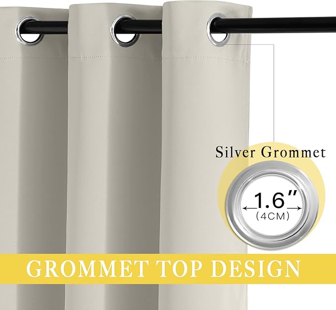 NICETOWN Bedroom Curtain Room Darkening Drapery 102 inches Length - Home Fashion Thermal Insulated Grommet Room Darkening Curtain for Living Room (Natural, 1 Panel, 52 x 102 inches)