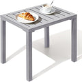 Crestlive Products Aluminum Outdoor Side Table,Rectangular End Table,Easy Assembly Small Coffee Bistro Table for Patio Pool Balcony(Light Gray)