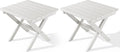 SERWALL Folding Outdoor Side Table Set of 2, Portable Adirondack Side Table, White