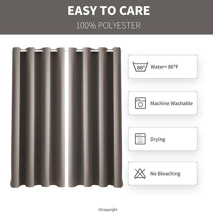 DIVA EN CAMINO DEC Outdoor Patio Curtain Waterproof Darkening Thermal Insulated Indoor Curtains for Bedroom, Porch, Living Room, Pergola, Cabana, W52 x L132, Taupe, Set of 2 Panels