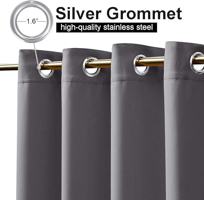 NICETOWN Outdoor Curtains for Patio W100 x L108 inch 2 Pieces, Sun Blocking Screen Shades 100% Privacy for Porch, Pergola, Lanai, Outside Deck, Weatherproof Blinds for All Season, Grey