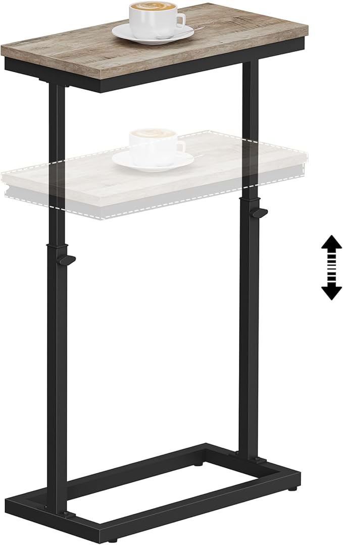 TUTOTAK End Table, Side Table, Tall Couch Table, Sofa Table, Living Room, Bed Room, Greige TB01BG083