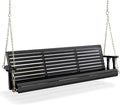 VINGLI Upgraded Patio Wooden Porch Swing for Courtyard & Garden, Heavy Duty 880 LBS Swing Chair Bench with Hanging Chains for Outdoors (Black, 5 FT)