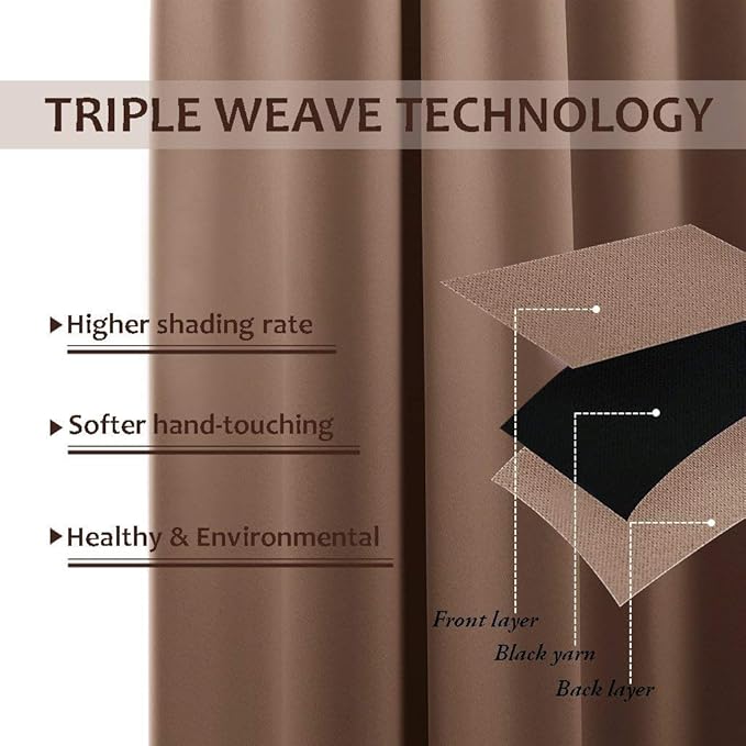 NICETOWN Outdoor Curtain Rustproof Fixed Grommet Top and Bottom, Thermal Insulated Keep Vertical Drape, Blackout Heavy Weight Wind Break Outdoor Drapery, 84 by 108 inches,1 Piece, Tan-Khaki