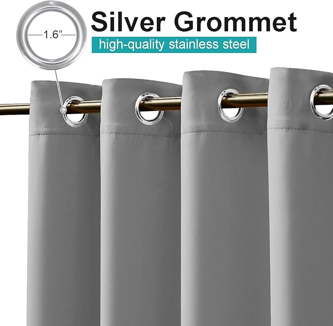 NICETOWN Outdoor Curtain for Patio Waterproof, Rustproof Grommet Thermal Insulated Extra Wide Blackout Privacy Indoor Outdoor Drape for Gazebo/Cabana, Silver Grey, 1 Panel, W100 x L95