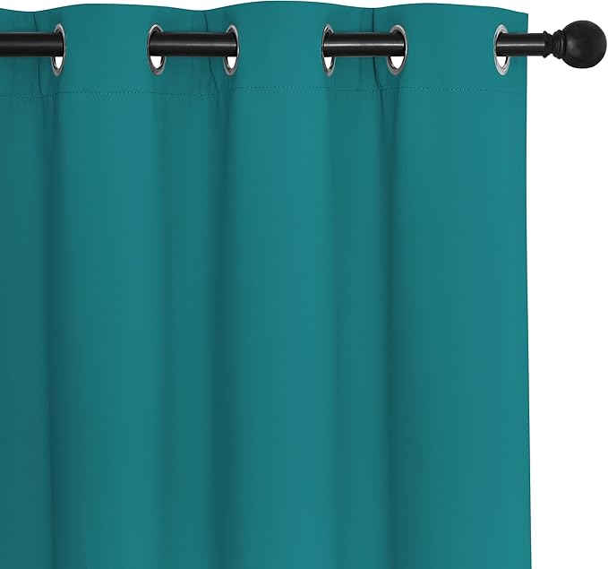 NICETOWN Blackout Sliding Glass Door Curtains, Room Darkening Thermal Insulated Curtains for Living Room Bedroom, Extra Wide Window Drapes, 1 Panel, W80 x L118, Peacock Teal