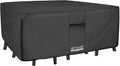 ULTCOVER 600D Tough Canvas Heavy Duty Rectangular Patio Table and Chair Cover - Waterproof Outdoor General Purpose Furniture Covers 136 x 74 inch, Black
