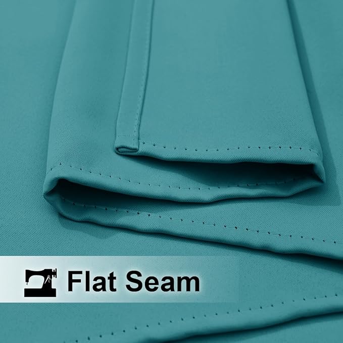 NICETOWN 2 Panels Peacock Teal Patio Outdoor Curtains 95 inch Length, Thermal Insulated Silver Stainless Steel Grommet Weighted Room Darkening Indoor Outdoor Drapes for Terrace, W52 x L95