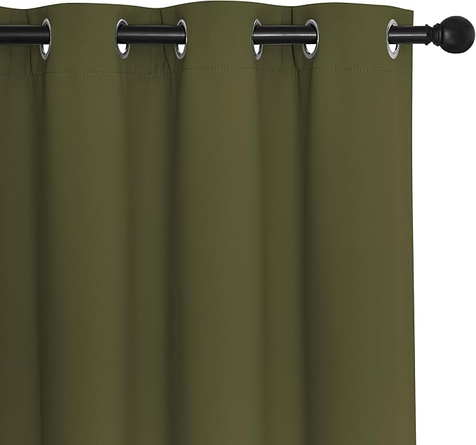 NICETOWN Blackout Curtains 120 inch Length for Sliding Glass Door, Grommet Thermal Insulated Room Darkening Sound Reducing Drapes for Room Divider, 1 Panel, W52 x L120, Olive Green