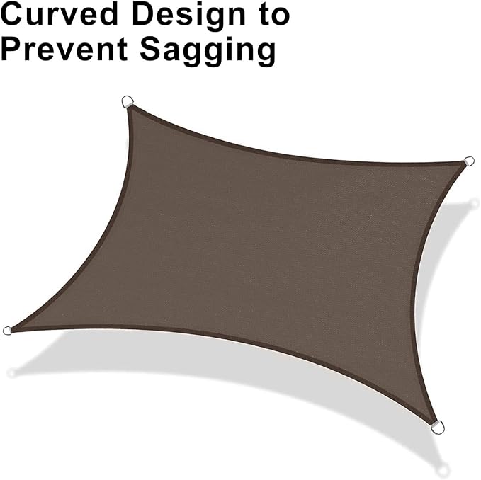 LOVE STORY Custom Size 6'x7' Brown Sun Shade Sail Rectangle UV Block Canopy Patio Sail Sunshades Fabric for Outdoor Garden Carport (We Make Custom Size)